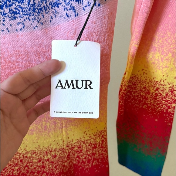 🆕 AMUR Vivian Rainbow Knit Midi Dress Sz M - Picture 2 of 8